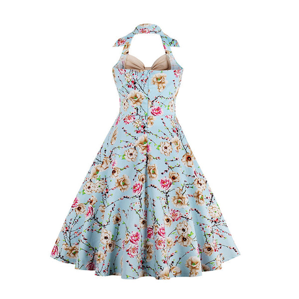 Halter V-neck Retro Dress