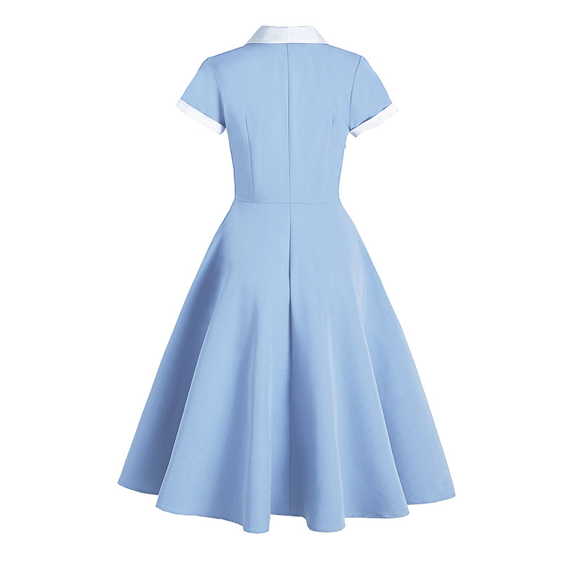 1950s Vintage Blue Midi Dress