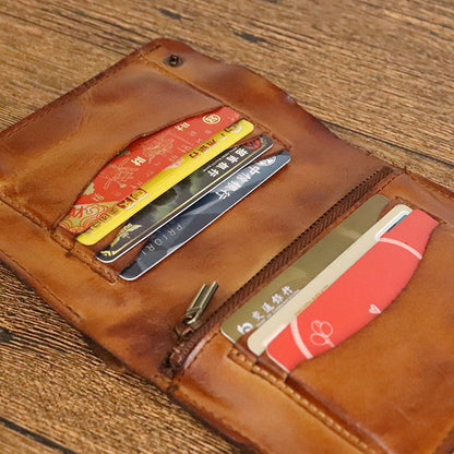 Retro Wrinkled Handmade Leather Multi-card  Wallet