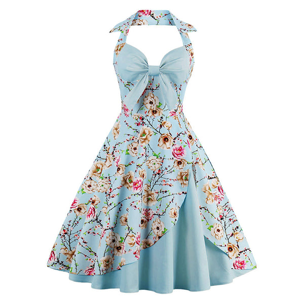 Halter V-neck Retro Dress