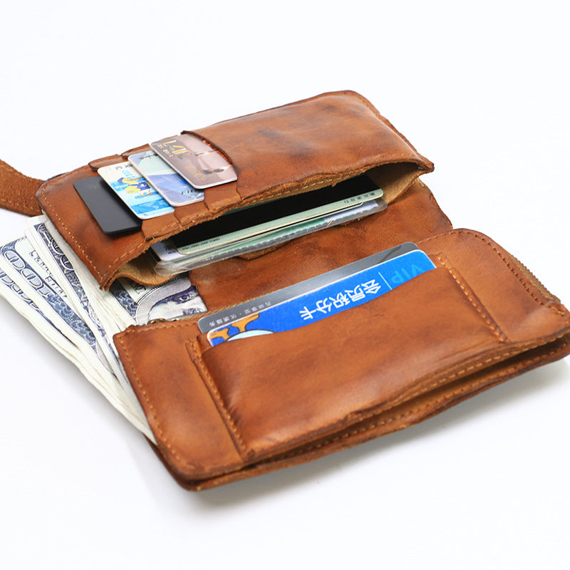Vintage Leather Handmade Pleated Wallet