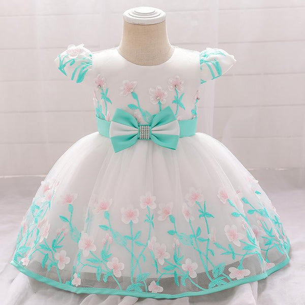 Elegant One-year-old Baby Embroidered Fluffy Princess Dress