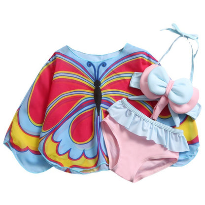 Girls Sunscreen Three-piece Swimsuit