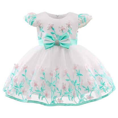 Elegant One-year-old Baby Embroidered Fluffy Princess Dress