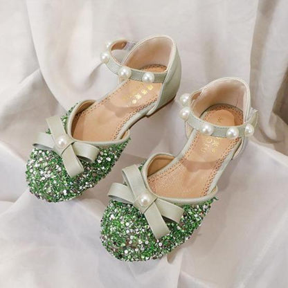 Girl's Bow Sequin Beads Princess Shoes