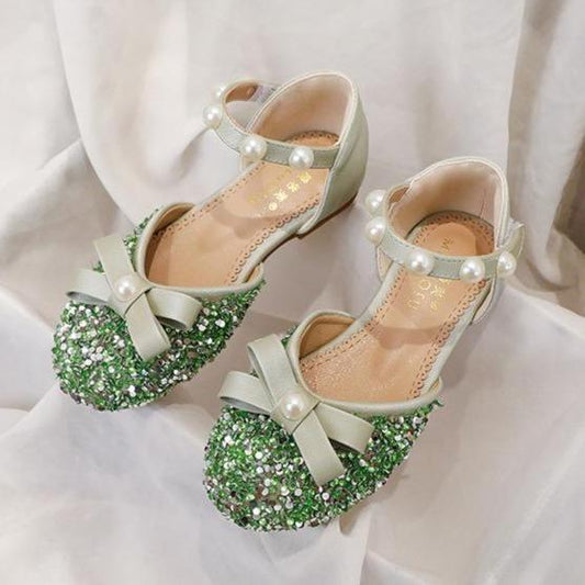 Girl's Bow Sequin Beads Princess Shoes