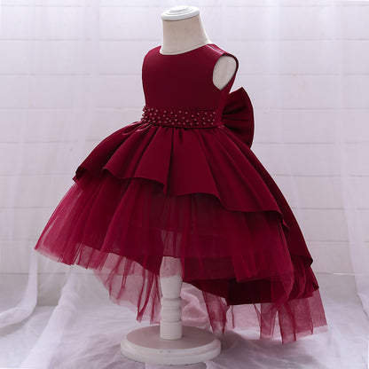 Elegant Girl Bow Tail Princess Dress