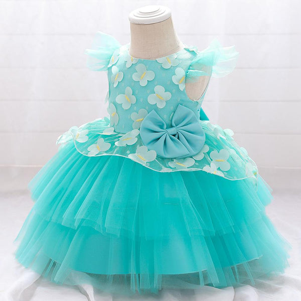 Elegant Girl Bow Fluffy Princess Dress