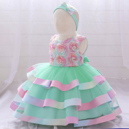 Girls Colorful Cake Fluffy Princess Dress