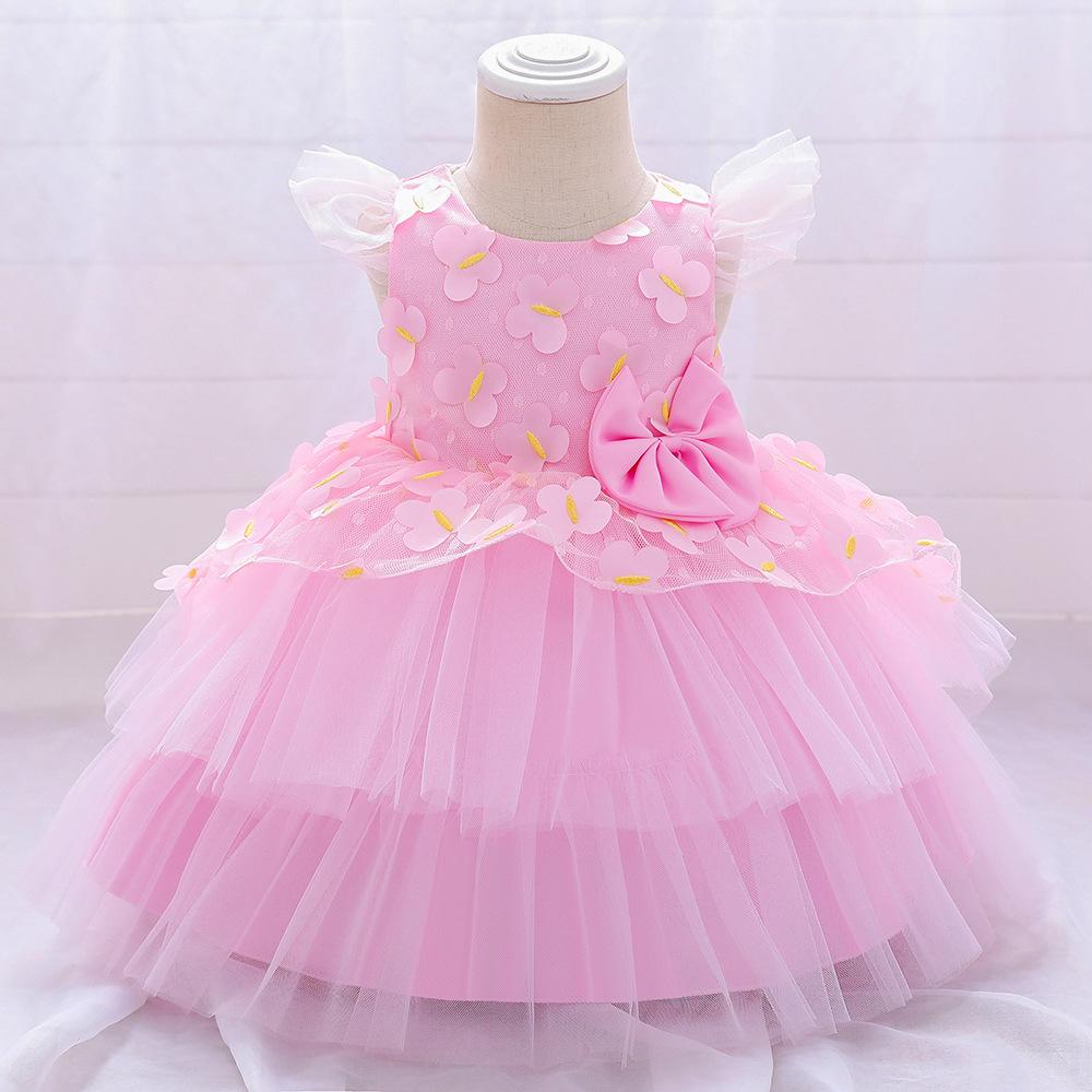 Elegant Girl Bow Fluffy Princess Dress