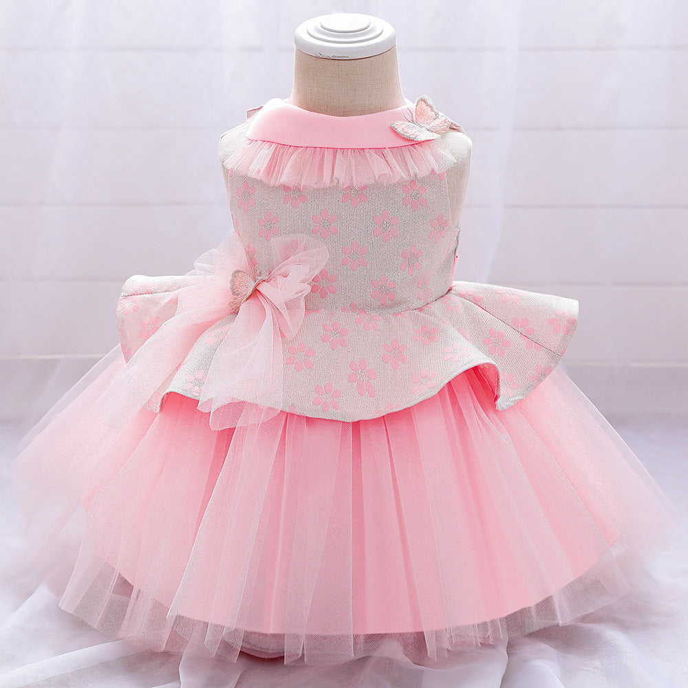 Elegant Baby Girl's Butterfly Bow Fluffy Princess Dress