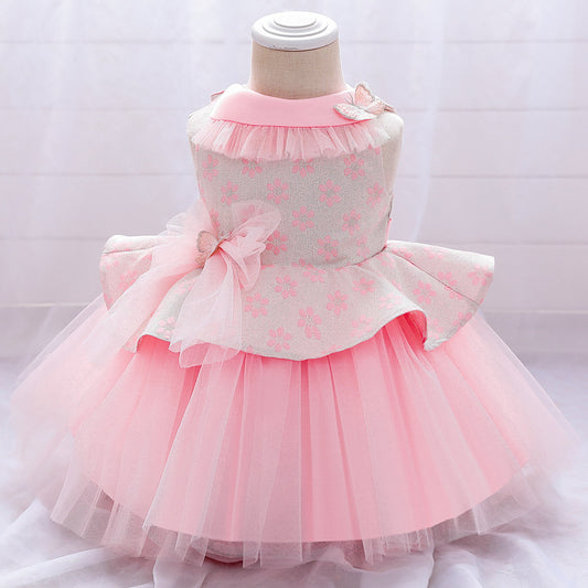 Elegant Baby Girl's Butterfly Bow Fluffy Princess Dress