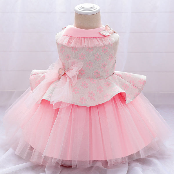 Elegant Baby Girl's Butterfly Bow Fluffy Princess Dress