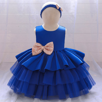 Girls V-neck Cake Princess Dress