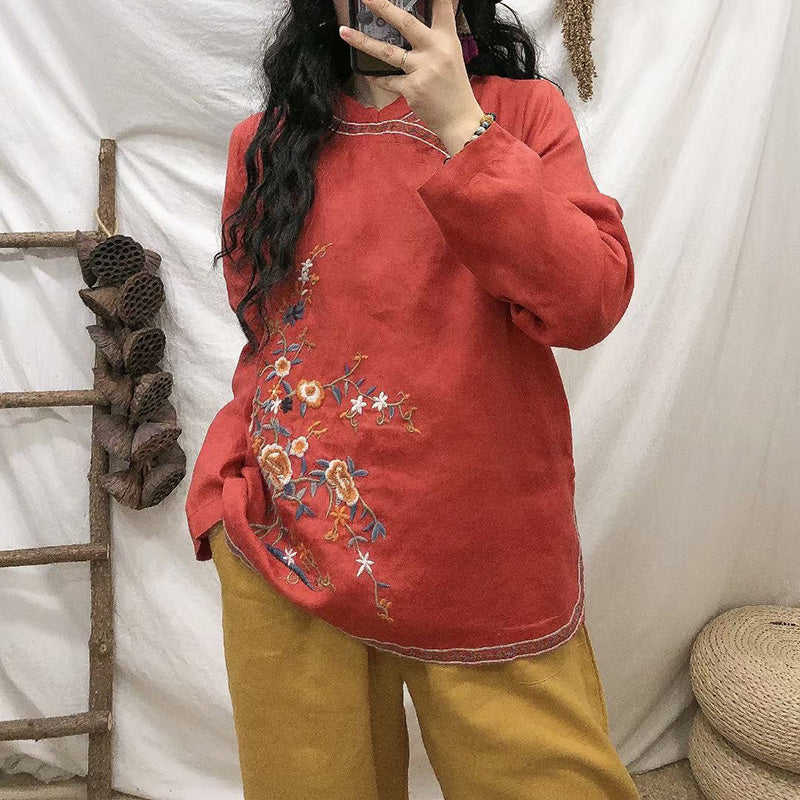 Linen Ethnic Style Blouse Retro Loose Cardigan