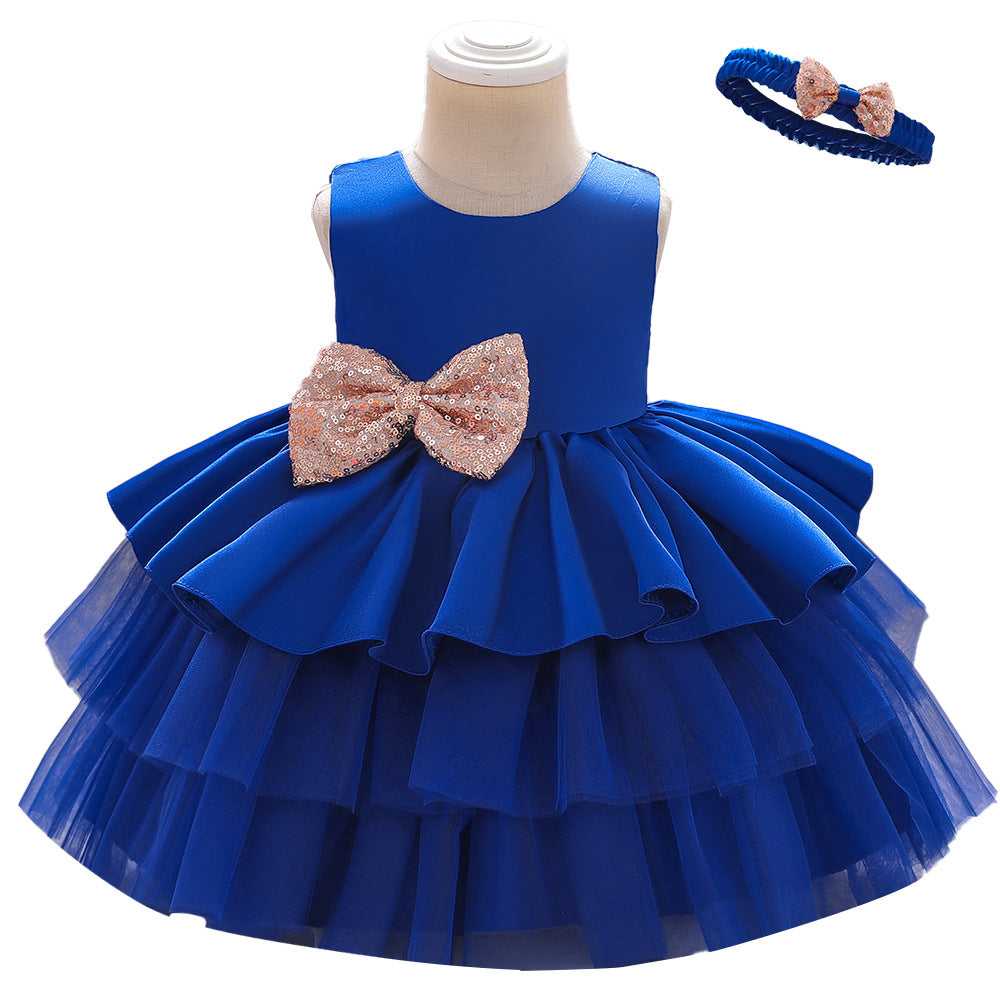 Girls V-neck Cake Princess Dress