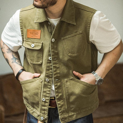 Men's Vintage Slim Single Breasted Multi-pocket Hunting Vest