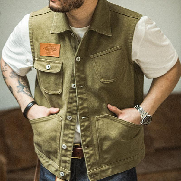 Men's Vintage Slim Single Breasted Multi-pocket Hunting Vest