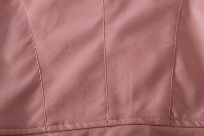 Children's Lapel PU Leather Jacket