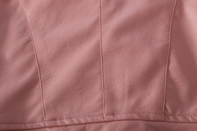 Children's Lapel PU Leather Jacket