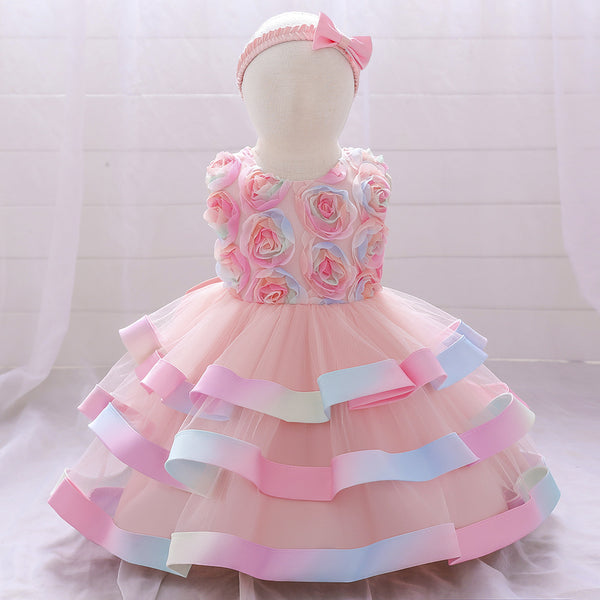 Girls Colorful Cake Fluffy Princess Dress