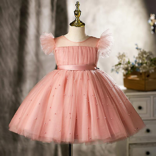 Lovely Lace Flower Girl Bow Fluffy Dress