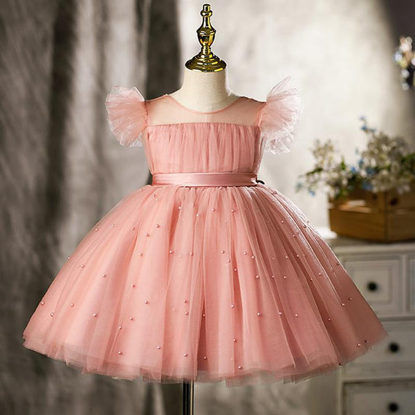 Lovely Lace Flower Girl Bow Fluffy Dress