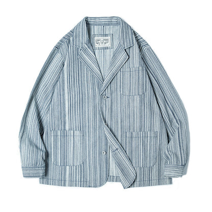 Japanese Retro Hickory Stripe Suit Loose Jacket
