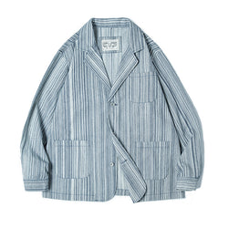 Japanese Retro Hickory Stripe Suit Loose Jacket