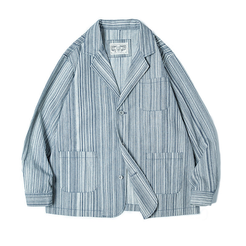 Japanese Retro Hickory Stripe Suit Loose Jacket