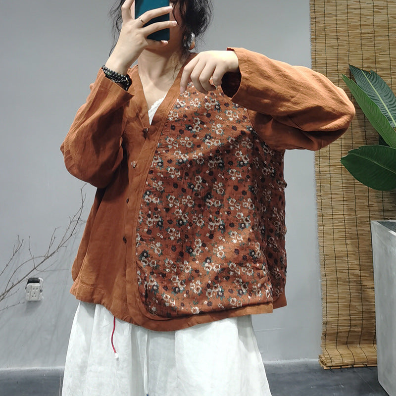 Loose Floral Long-sleeved Shirt
