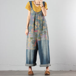 Summer Denim Print Overalls