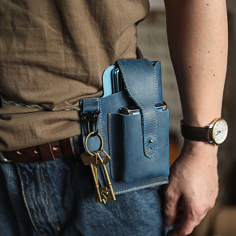 Outdoor Cowhide Mobile Phone Bag Multifunctional Belt Bag