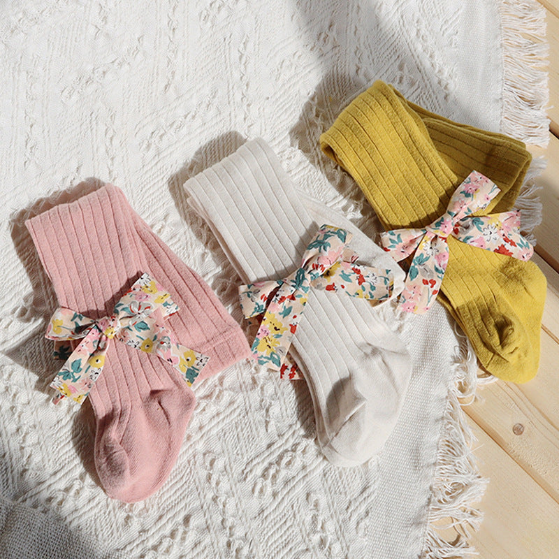 Children's Bowknot Soft Leggings Socks