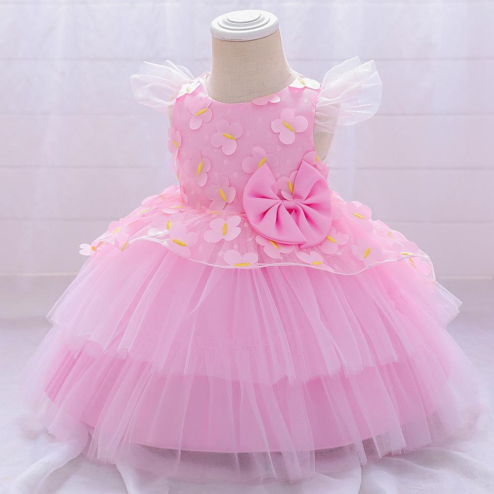 Elegant Girl Bow Fluffy Princess Dress