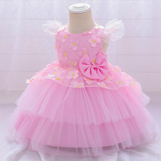 Elegant Girl Bow Fluffy Princess Dress