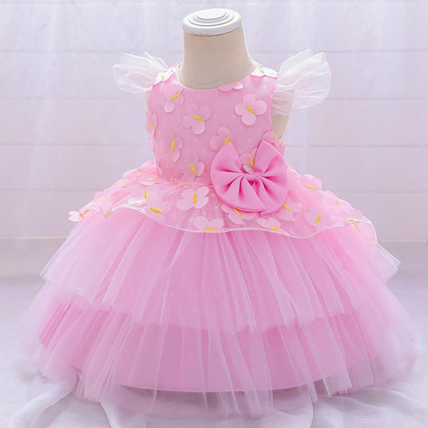 Elegant Girl Bow Fluffy Princess Dress
