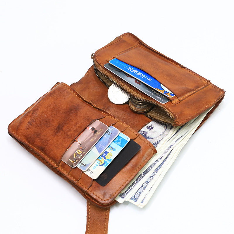 Vintage Leather Handmade Pleated Wallet