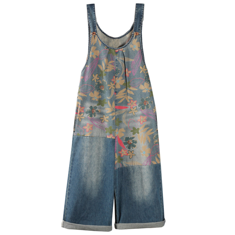 Summer Denim Print Overalls