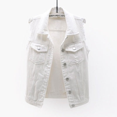 Multicolor Denim Vest Sleeveless Jacket