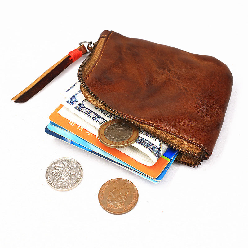 Retro Handmade Genuine Leather Coin Storage Bag