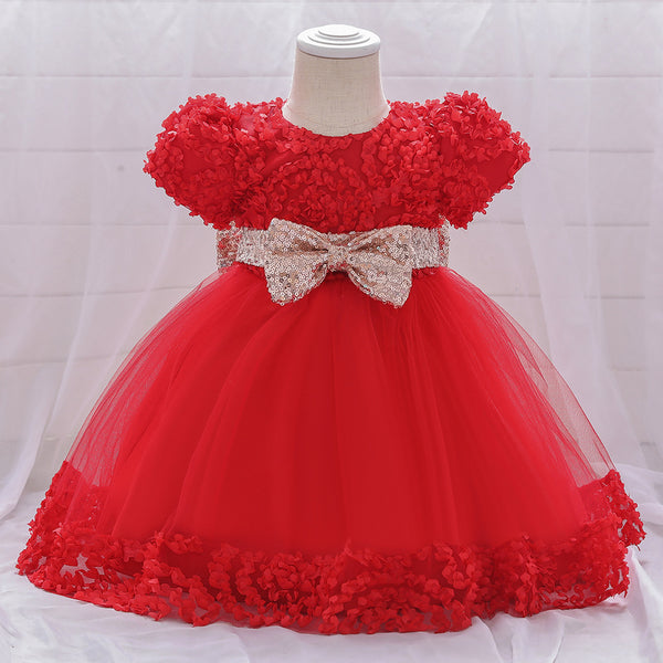 Summer Baby Girls Cute Bow Fluffy  Dress