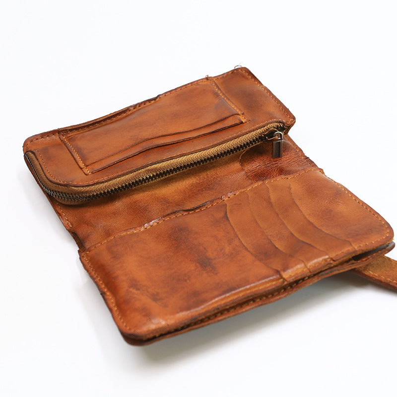 Vintage Leather Handmade Pleated Wallet