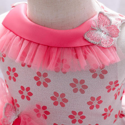 Elegant Baby Girl's Butterfly Bow Fluffy Princess Dress