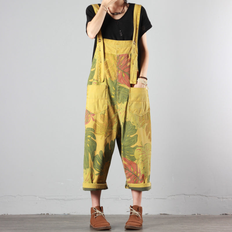 Leaf Print Overalls