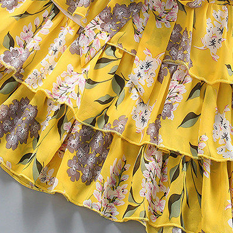 Summer V-neck sleeveless Printing Dress