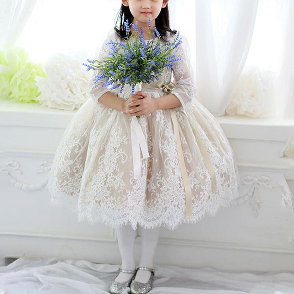Lace Floral Girl Princess Puffy Dress