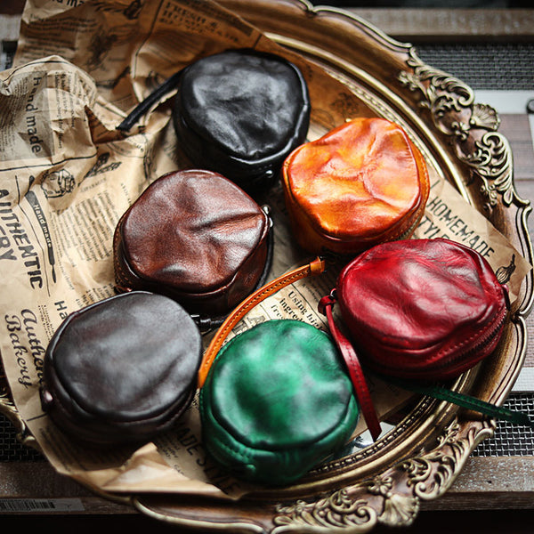 Handmade Cowhide Storage Coin Purse