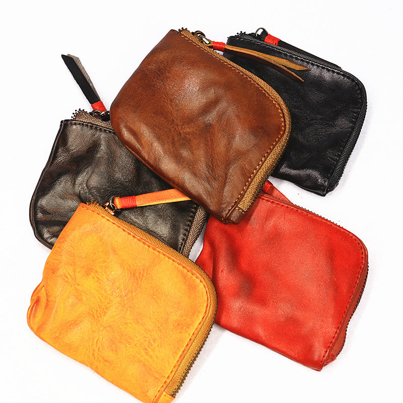 Retro Handmade Genuine Leather Coin Storage Bag