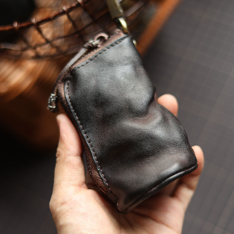 Cowhide Zipper Key Case